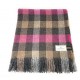 100% Wool Blanket/Throw/Rug Pink Grey & Fawn Check